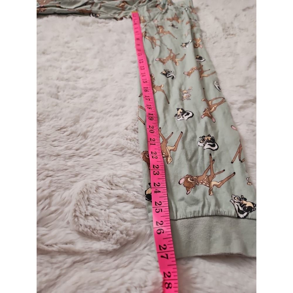Disney Primark Bambi Pajama Set Womens XS Green Sage Joggers Tee Flower Thumper - Picture 5 of 12